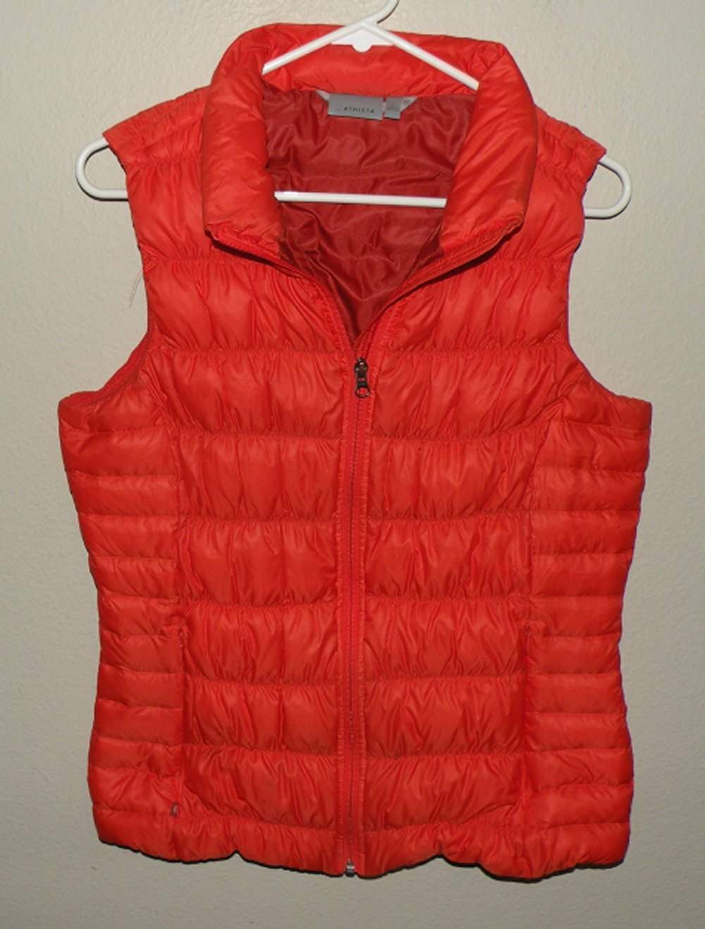Athleta Downalicious Women's Large Goose Down Nylon Puffer Vest Orange